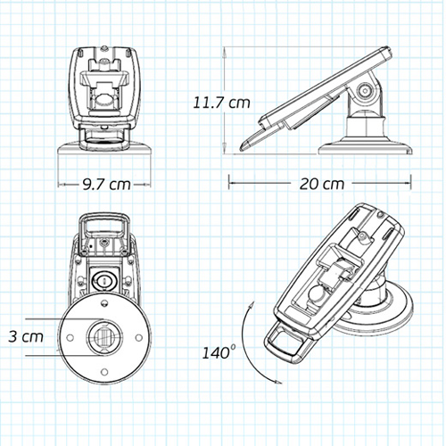 FlexiPole SafeBase Compact for Ingenico iCT220 and iCT250 (iCT2XXSTAND8)