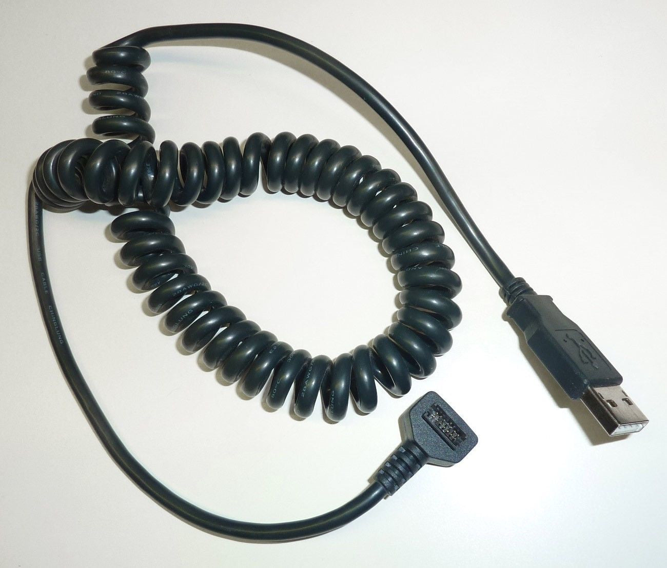 Cable, VX810 14 pin Header/USB A Type Curly .15M (CBL-08398-02)